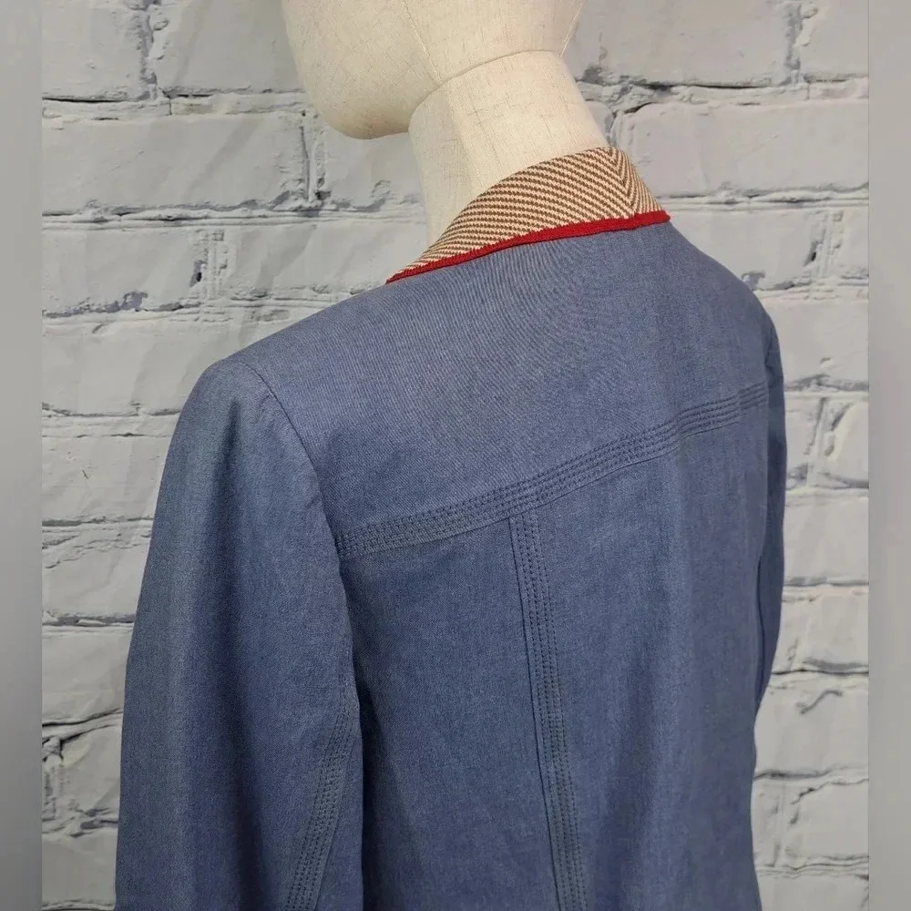 St John Sport Women's Full Zip Denim Jacket Stretch Multicolor Size Medium - Picture 10 of 16